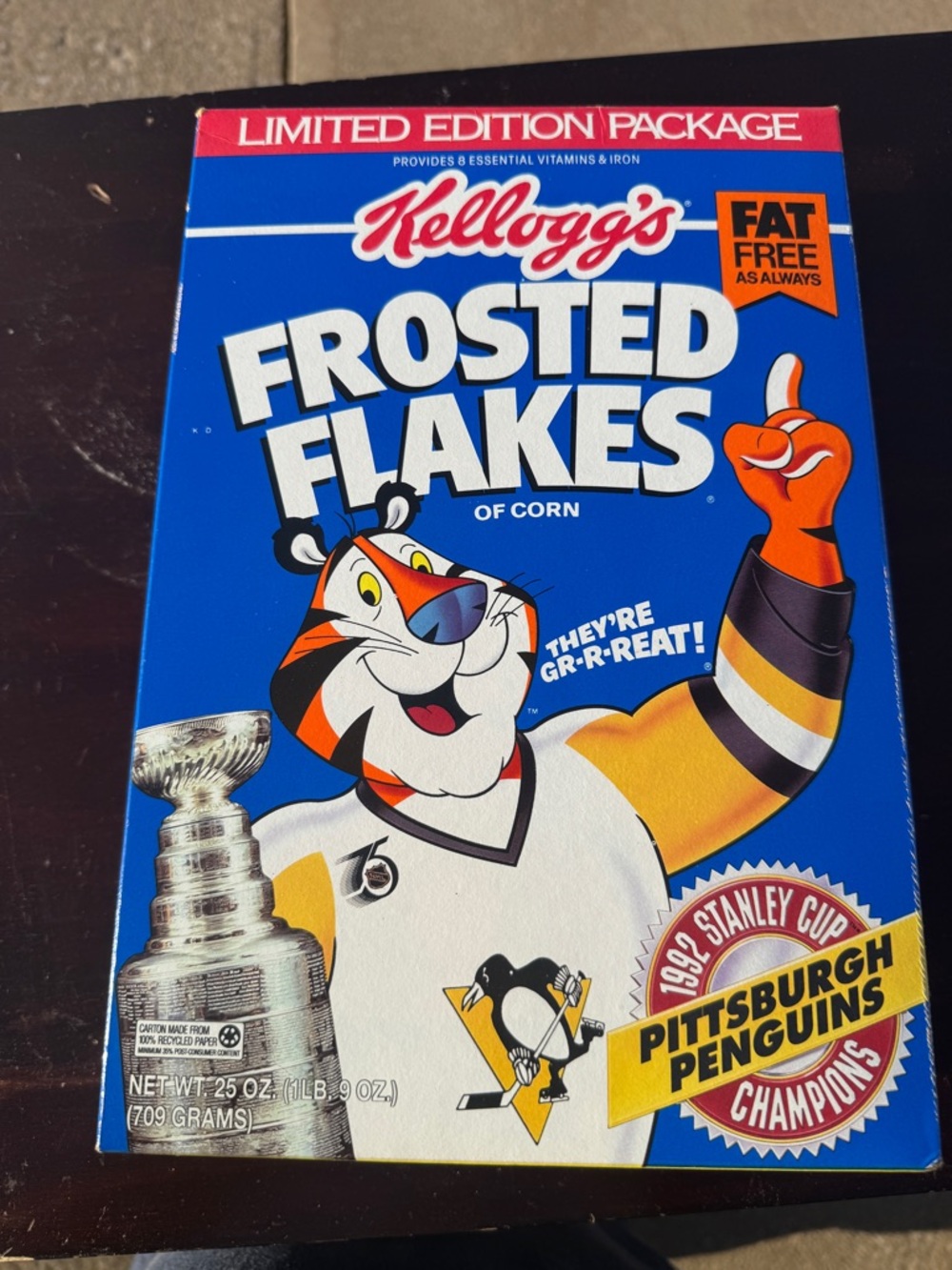 Pittsburgh Penguins Limited Edition Frosted Flakes box. No cereal